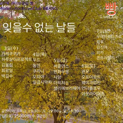 잊을 수 없는 날들 공연 포스터